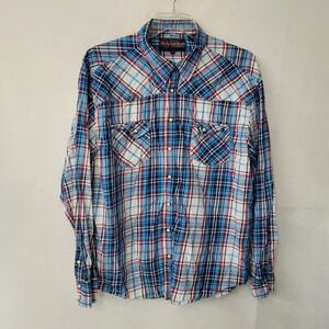 Rock & Roll Cowboy XXL Plaid Western Shirt Long Sleeve Cotton Flannel Pearl Snap